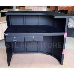 โต๊ะเคาน์เตอร์โค้ง 120 cm 2 ลิ้นชัก สีดำคาดชมพู