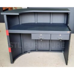 โต๊ะเคาน์เตอร์โค้ง 120 cm 2 ลิ้นชัก สีดำคาดแดง