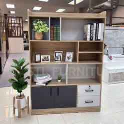 ชั้นหนังสือ สีโคโค่นัทกราไฟต์ขาว