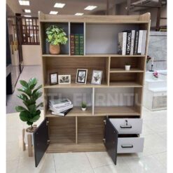 ชั้นหนังสือ สีโคโค่นัทกราไฟต์ขาว ภายใน