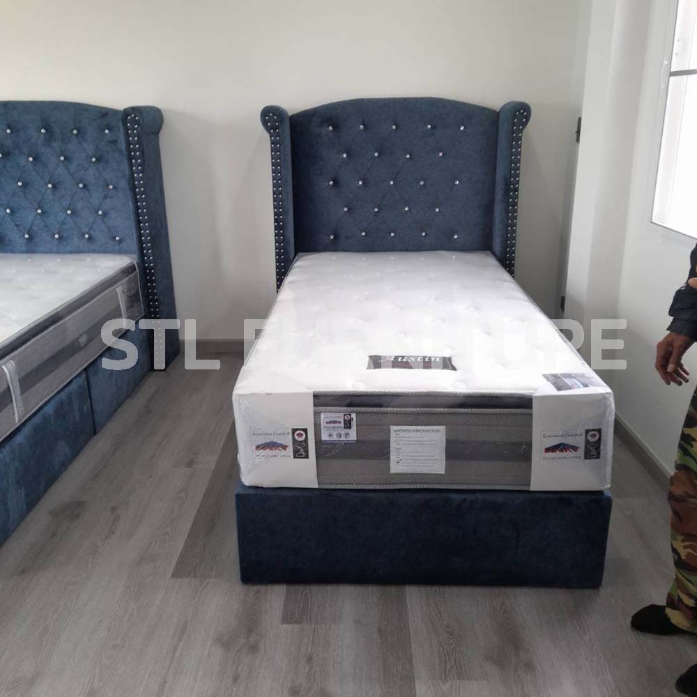 เตียงหัวเบาะ รุ่น finland 3.5 ฟุต พร้อมที่นอน lucky austin สวยมาก