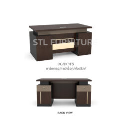โต๊ะทำงานผู้บริหาร โมเดิร์น สีดาร์กช็อค ด้านหน้า ด้านหลัง