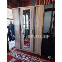 ตู้เสื้อผ้า 135 cm 3 บาน กระจกกลาง สีโซลิดกราไฟต์