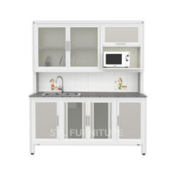 ตู้ครัว-ตู้ซิงค์ ท็อปหิน 160 cm วางไมโครเวฟ 1อ่าง