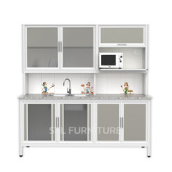 ตู้ครัว-ตู้ซิงค์ ท็อปหิน 180 cm วางไมโครเวฟ 2อ่าง