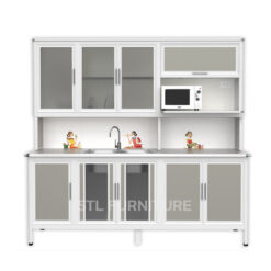 ตู้ครัว-ตู้ซิงค์ ท็อปหิน 200 cm วางไมโครเวฟ 2อ่าง