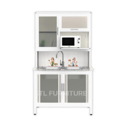 ตู้ครัว-ตู้ซิงค์ ท็อปหิน 100 cm วางไมโครเวฟ 2 อ่าง