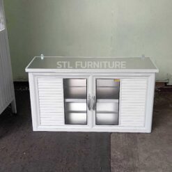 ด้านหน้า ตู้ลอยโครงอลูมิเนียม สีขาว รุ่น jessie