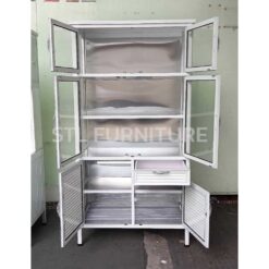 ภายใน ตู้กับข้าวโครงอลูมิเนียม รุ่นมีลิ้นชัก สีอบขาว