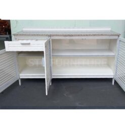 ตู้วางเตาแก๊สท็อปหิน อลูมิเนียมล้วน 148 cm ภายใน