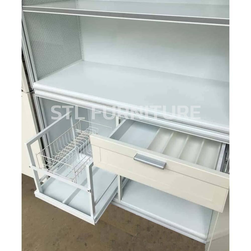 ตู้กับข้าว อลูมิเนียมล้วน บานสวิง 90 100 120 cm ภายใน