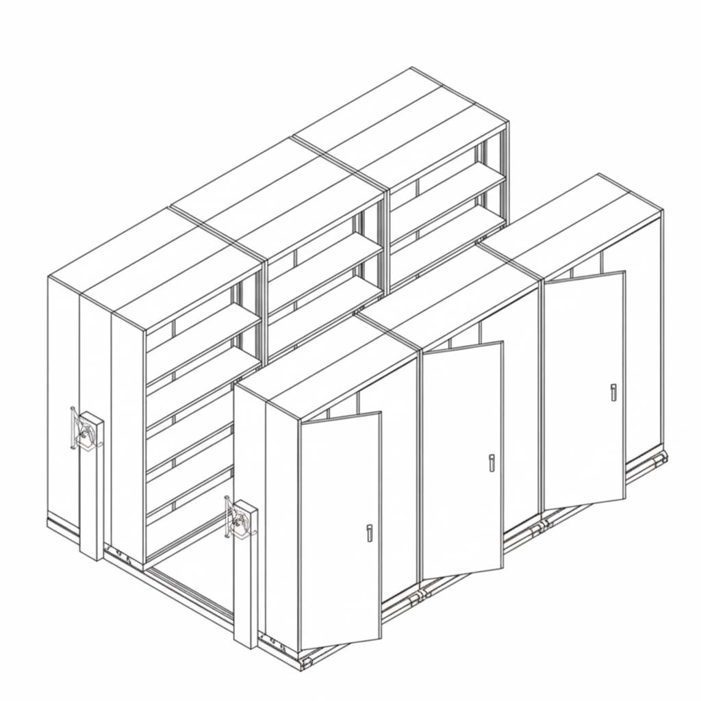 ตู้เอกสารเหล็กแบบรางเลื่อน 1 แถว (ตู้เดี่ยว 3 ตู้คู่ 6) - Image 2