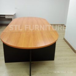 ชุดโต๊ะประชุม 6 ที่นั่ง (4 ชิ้น) สีเชอร์รี่ดำ ไม้หนา