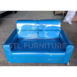 โซฟา 2 ที่นั่ง รุ่นคลาสสิค มีที่วางแก้ว สีฟ้า