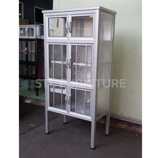 ด้านข้าง ตู้กับข้าวโครงอลูมิเนียม 2.5 ฟุต 6 ประตู สีเงิน