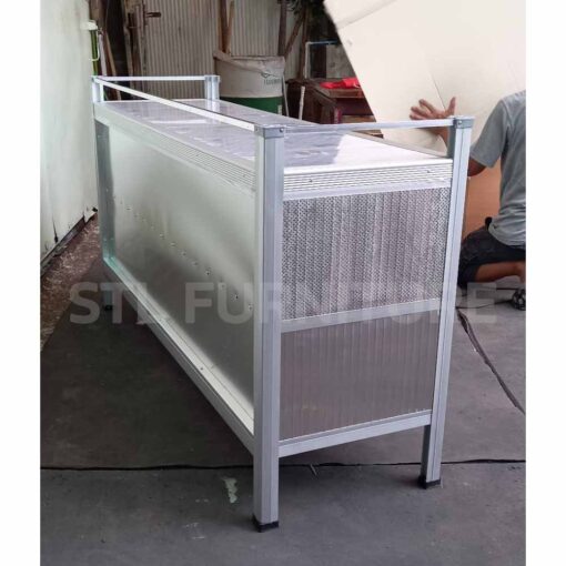 ด้านหลัง ตู้วางเตา หน้ากระเบื้อง โครงอลูมิเนียม 150 cm