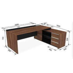 ขนาด ชุดโต๊ะทำงานผู้บริหาร สีเข้ม