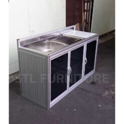 ด้านข้าง ตู้ซิงค์ล้างจาน พร้อมที่เก็บถังแก๊ส 150 cm โครงอลูมิเนียม