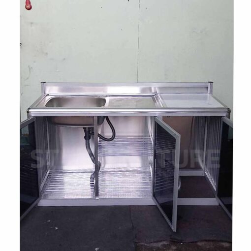 ภายใน ตู้ซิงค์ล้างจาน พร้อมที่เก็บถังแก๊ส 150 cm โครงอลูมิเนียม