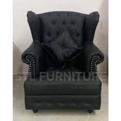 โซฟา 1 ที่นั่ง ทรงหลุยส์ รุ่น DIMON สีดำ ด้านหน้า