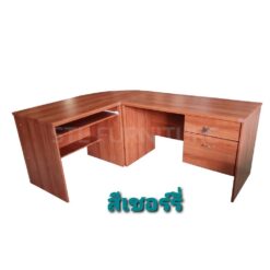 โต๊ะทำงานตัวแอล โต๊ะทำงาน 2 ลิ้นชัก และโต๊ะคอมพิวเตอร์ สีสัก