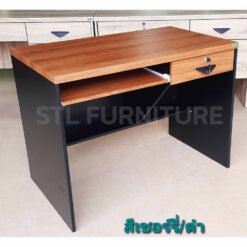 โต๊ะทำงาน 100 cm 120 cm 1 ลิ้นชัก 1 ถาดคีบอร์ด สีเชอร์รี่ดำ