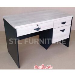 โต๊ะทำงาน 100 cm 120 cm 1 ลิ้นชักกลาง 2 ลิ้นชักข้าง มีขากลาง สีโซลิดดำ