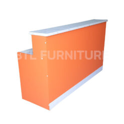 โต๊ะเคาน์เตอร์ 150 cm 180 cm 3 ลิ้นชักกลาง สีส้มตัดท็อปลายหินอ่อน