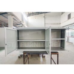 ตู้ลอยอลูมิเนียมล้วน มีช่องเก็บไมโครเวฟ 160 cm ถายใน