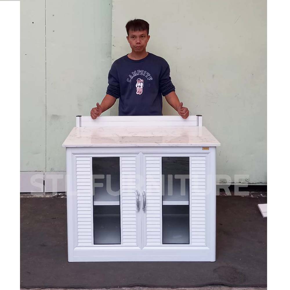 ตู้เคาน์เตอร์ครัวท็อปหินออ่อน สวยมากๆ ทนน้ำทนปลวก เทียบขนาด