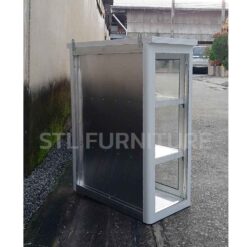 ตู้ลอยอลูมิเนียมล้วน สีอบขาว ชั้นพีวีซีลายหิน 60 cm ด้านหลัง