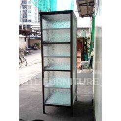 ตู้กับข้าวโครงอลูมิเนียมเสามน กระจกฝ้าเต็ม ลึกพิเศษ 60 cm ด้านข้าง
