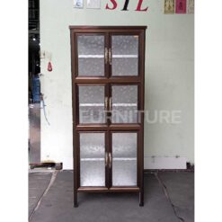 ตู้กับข้าวโครงอลูมิเนียมเสามน กระจกฝ้าเต็ม ลึกพิเศษ 60 cm ด้านหน้า