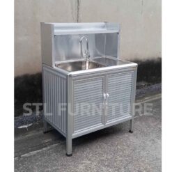 ตู้ซิงค์โครงอลูมิเนียม 80 cm ต่อคว่ำจาน ประตูบานเกล็ดทึบ มุมเฉียง