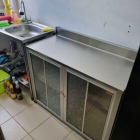 ตู้วางเตาแก๊ส เก็บถังแก๊ส ท็อปสแตนเลส 100 118 cm photo review