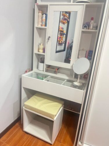 โต๊ะแป้งเกาหลี สีขาว โซลิด 80 cm photo review