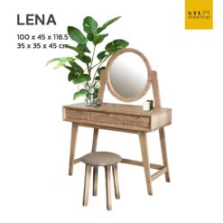 โต๊ะเครื่องแป้ง ไม้ยางพารา สไตล์มูจิ มินิมอล