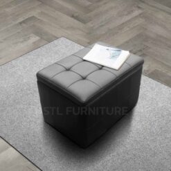 สตูล เปิดเก็บของได้ สีดำ