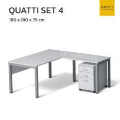 โต๊ะทำงานตัวแอล เข้ามุม 180 cm พร้อมตู้เอกสารใต้โต๊ะ