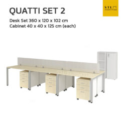 ชุดโต๊ะทำงานกลุ่ม workstation 6 ที่นั่ง พร้อมตู้เก็บของใต้โต๊ะ และ extra