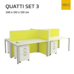 ชุดโต๊ะทำงานกลุ่ม 4 ที่นั่ง พร้อมตู้เกฌบของใต้โต๊ะ และพาทิชั่น