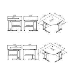โครงสร้างสเป็คโต๊ะทำงานเข้ามุมขาเหล็ก 100 x 100 cm