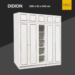ตู้เสื้อผ้า 240 cm ขอบทอง พร้อมตู้เสริมบน รุ่น didion
