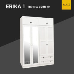 ตู้เสื้อผ้า ERIKa 180 cm พร้อมตู้เสริมบน สีขาวมินิมอล walk in closet