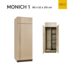 ตู้เสื้อผ้า MONICH1 พร้อมตู้เสริมบน ขนาด 80 cm