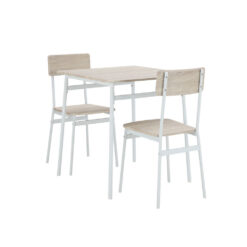 ชุดโต๊ะกินข้าว 2 ที่นั่ง ราคาถูก รุ่น DAWN โครงเหล็กสีขาว ไม้สีอ่อน