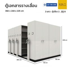 ตู้เอกสารเหล็กแบบรางเลื่อน 1 แถว (ตู้เดี่ยว 2 ตู้คู่ 8)