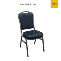 เก้าอี้จัดเลี้ยง ทรงราชา เบาะหุ้มหนัง pvc สีดำ