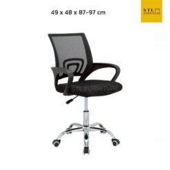 เก้าอี้สำนักงาน ID-1 พนักพิงตาข่าย ขาเหล็กชุบโครเมี่ยม มีโช้ก สีดำ