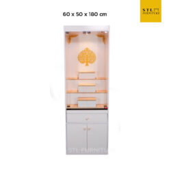 ตู้พระ 60 cm มีไฟ สีขาว สวยงาม ประตูกระจก